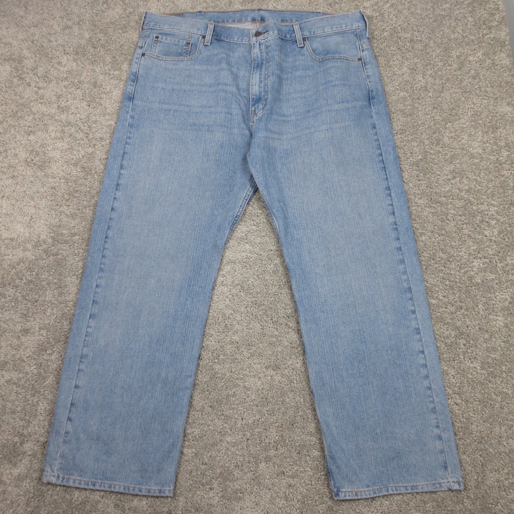 Levis Jeans Mens 40x30 Blue 569 Loose Straight Faded Zip Fly Whisker Denim Pants